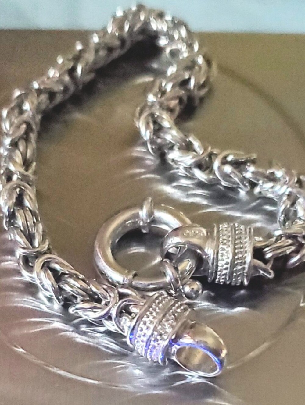 Exquisite Byzantine Chain Bracelet 925 Sterling Silver 15.5 grams